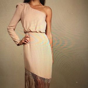 Lulus one shoulder fringe dress
